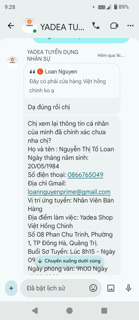 Cảnh báo giả mạo Yadea Việt Nam tuyển dụng