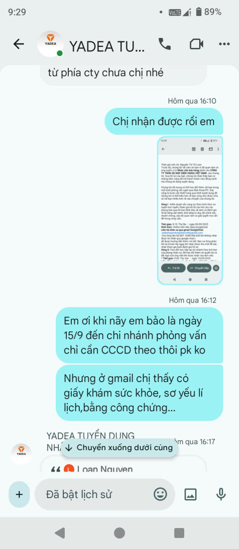 Cảnh báo giả mạo Yadea Việt Nam tuyển dụng
