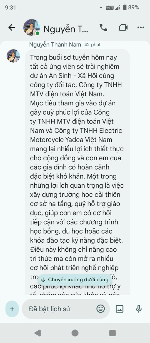 Cảnh báo giả mạo Yadea Việt Nam tuyển dụng