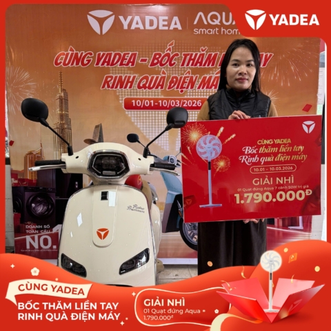 Lộc xuân gõ cửa – Nhiều khách hàng YADEA may mắn nhận quà điện máy AQUA giá trị