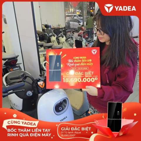 Lộc xuân gõ cửa – Nhiều khách hàng YADEA may mắn nhận quà điện máy AQUA giá trị