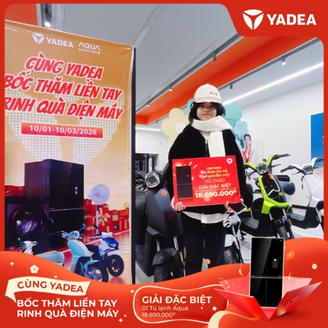 Lộc xuân gõ cửa – Nhiều khách hàng YADEA may mắn nhận quà điện máy AQUA giá trị