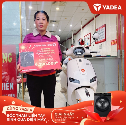 Lộc xuân gõ cửa – Nhiều khách hàng YADEA may mắn nhận quà điện máy AQUA giá trị