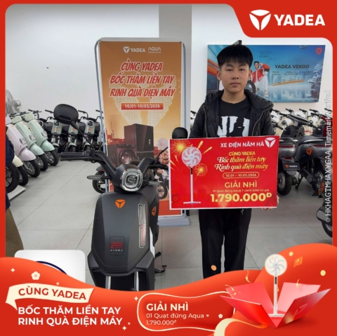 Lộc xuân gõ cửa – Nhiều khách hàng YADEA may mắn nhận quà điện máy AQUA giá trị