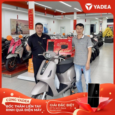 Lộc xuân gõ cửa – Nhiều khách hàng YADEA may mắn nhận quà điện máy AQUA giá trị