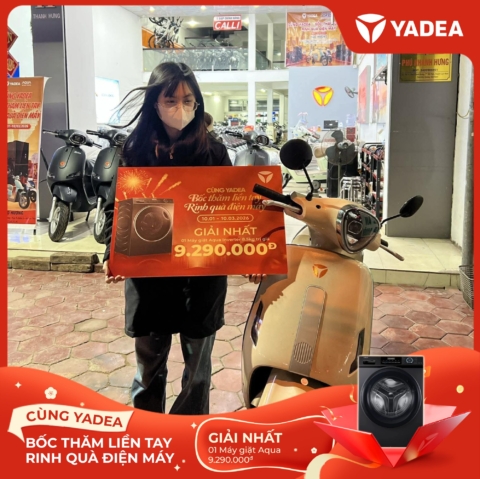 Lộc xuân gõ cửa – Nhiều khách hàng YADEA may mắn nhận quà điện máy AQUA giá trị
