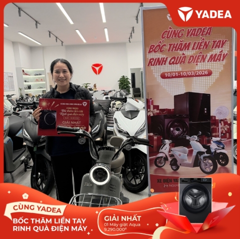 Lộc xuân gõ cửa – Nhiều khách hàng YADEA may mắn nhận quà điện máy AQUA giá trị