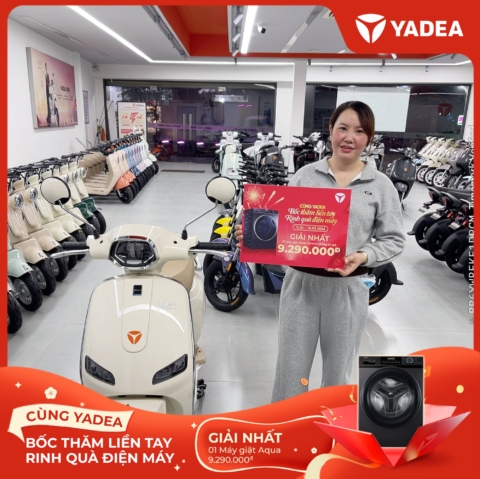 Lộc xuân gõ cửa – Nhiều khách hàng YADEA may mắn nhận quà điện máy AQUA giá trị