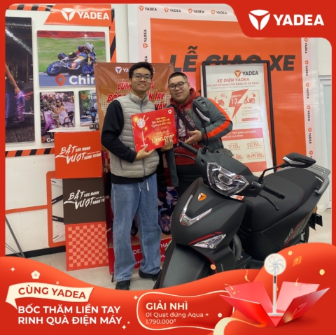 Lộc xuân gõ cửa – Nhiều khách hàng YADEA may mắn nhận quà điện máy AQUA giá trị