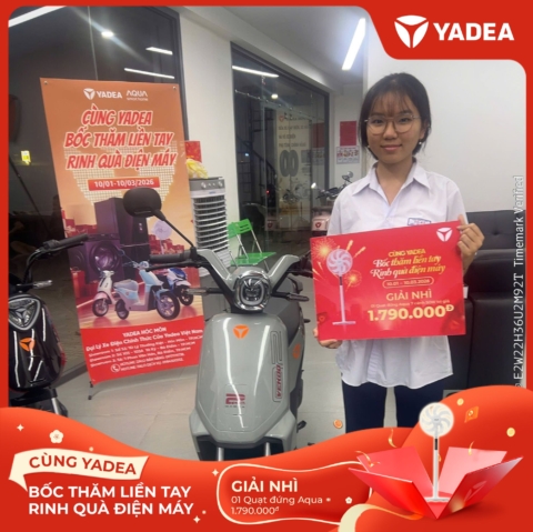 Lộc xuân gõ cửa – Nhiều khách hàng YADEA may mắn nhận quà điện máy AQUA giá trị