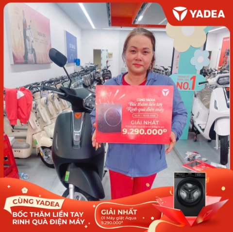 Lộc xuân gõ cửa – Nhiều khách hàng YADEA may mắn nhận quà điện máy AQUA giá trị