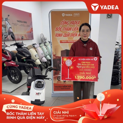 Lộc xuân gõ cửa – Nhiều khách hàng YADEA may mắn nhận quà điện máy AQUA giá trị