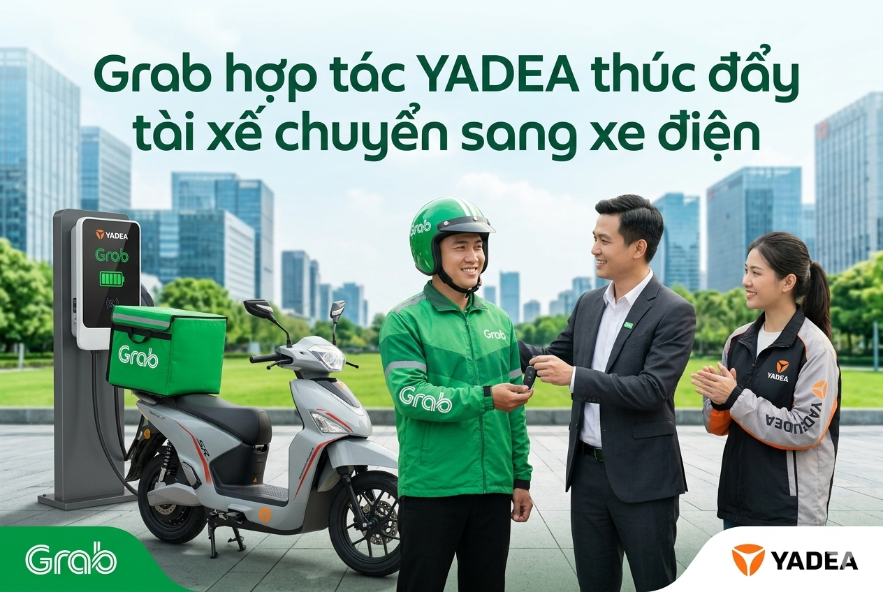 Grab hợp tác YADEA thúc đẩy tài xế chuyển sang xe điện