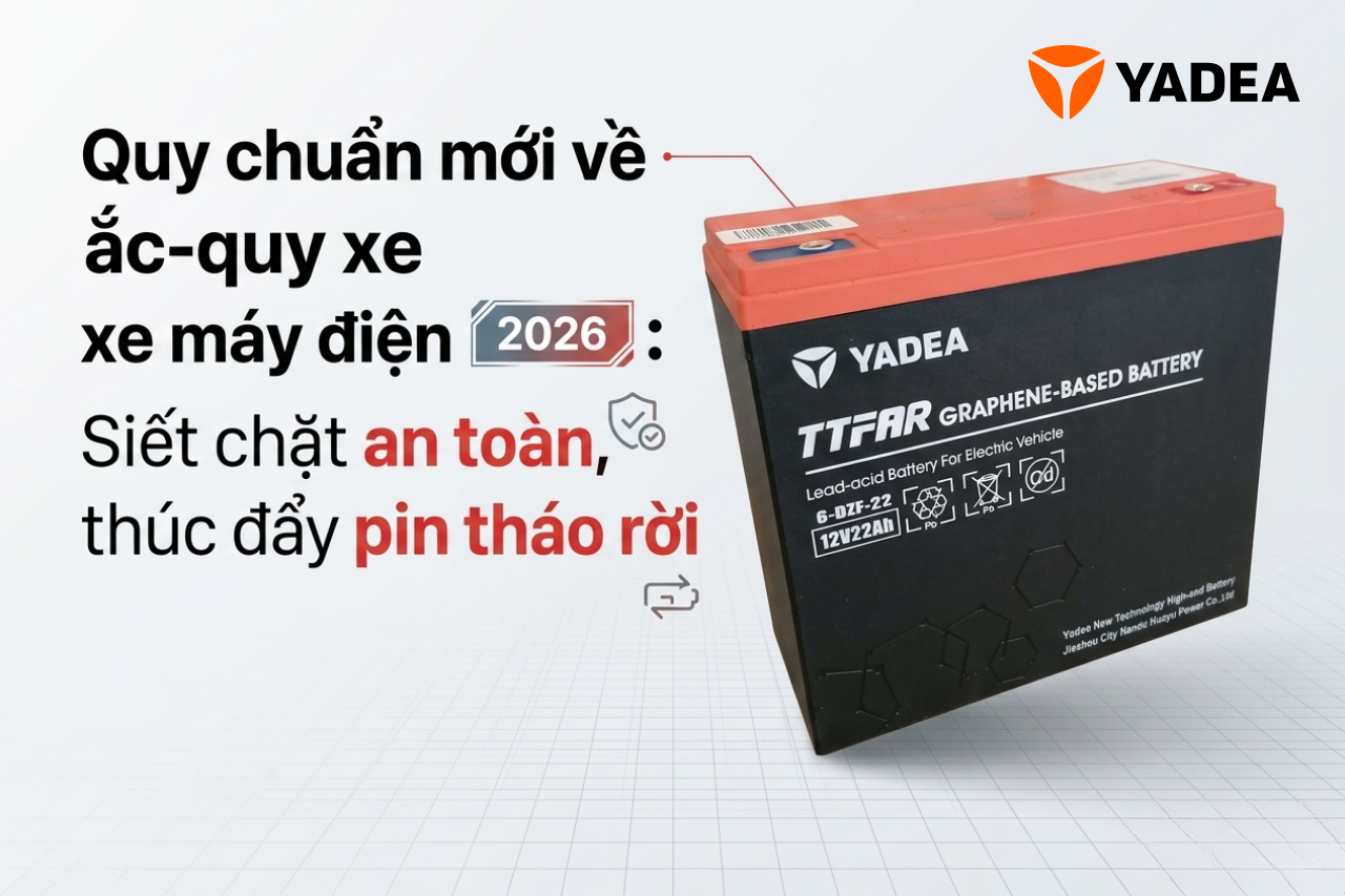 Quy chuẩn mới về ắc-quy xe máy điện 2026: Siết chặt an toàn, thúc đẩy pin tháo rời
